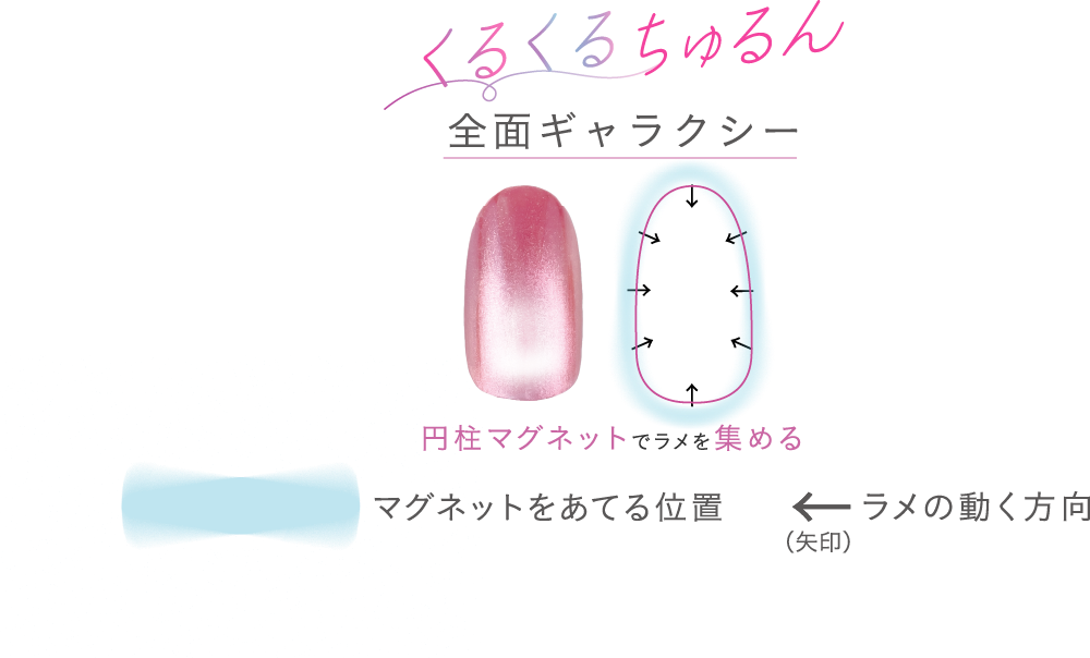 全面ギャラクシー：円柱マグネットでラメを集める