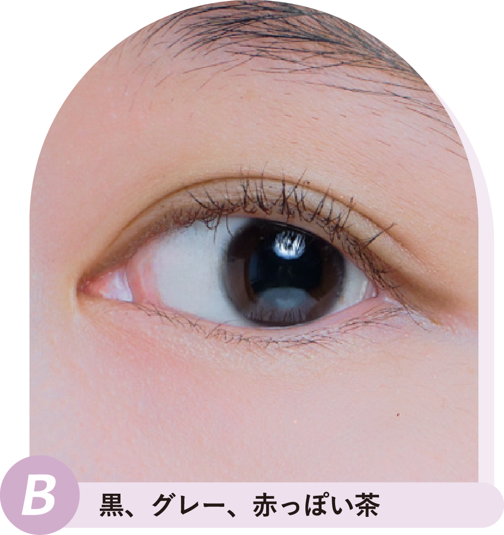 ⿊、グレー、⾚っぽい茶